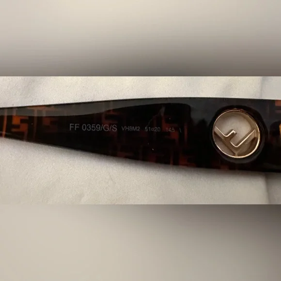 FENDI Havana HOT 🔥 Signature Logo Sunglasses Brown&Gold Open-F 100% Authentic - Picture 8 of 11